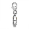 Amore La Vita Sterling Silver Rhodium-plated Polished Antiqued Enameled Crystal From Swarovski Reversible American Flag Eagle Charm with Fancy Lobster Clasp
