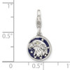 Amore La Vita Sterling Silver Rhodium-plated Polished Antiqued Enameled Crystal From Swarovski Reversible American Flag Eagle Charm with Fancy Lobster Clasp