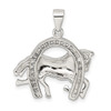 Sterling Silver Rhodium-plated Horse and Horseshoe CZ Pendant