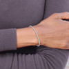 14k White Gold 2.5mm Grooved Slip-on Bangle