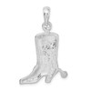 De-Ani Sterling Silver Rhodium-Plated Polished 3D Cowboy Boot with Spur Pendant