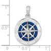 De-Ani Sterling Silver Rhodium-Plated Polished Enameled Compass Pendant