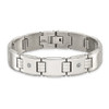 Chisel Stainless Steel Polished with 14K White Accent and .03ct Diamond 8 inch Link Bracelet
