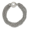 Stainless Steel Polished Multi Row Chain 7.5in Toggle Bracelet