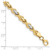 14K Polished w/Satin Rhodium Link Bracelet