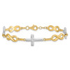 14K w/ Rhodium Polished Cross Infinity Symbol Link Bracelet