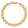 14K Polished Beaded Hearts Bracelet