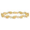 14k Diamond-cut Small Elephants with Trunks Raised Bracelet