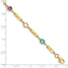 14K Multi Gemstone Fancy Link Bracelet
