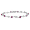 14k White Gold White Sapphire and Ruby Bracelet