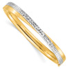 14ky 4/16 White Rhodium Diamond-cut Bypass Hinged Bangle