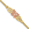 14K Two-tone Polished & D/C Butterfly Bracelet