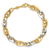 14K Two-tone Polished Fancy Double Curb Link Bracelet