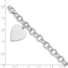 14k White Gold 8.5in Polished Engravable Link with Heart Charm Bracelet