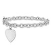 14k White Gold 8.5in Polished Engravable Link with Heart Charm Bracelet