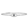 14k White Gold 2 Strand Sapphire/A Diamond Evil Eye w/1in Ext. Bracelet