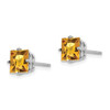 14k White Gold 6mm Princess Cut Citrine Earrings