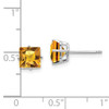 14k White Gold 6mm Princess Cut Citrine Earrings