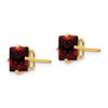 14k 7mm Princess Cut Garnet Earrings
