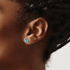14k 6x4mm Oval Blue Topaz Checker Earrings