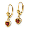 14k 5mm Heart Garnet Earrings