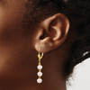 14k 5-6mm White Semi-round Freshwater Cultured Pearl Leverback Earrings
