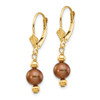 14K 5-6mm Semi-round Coffee Brown FW Cultured Pearl Leverback Earrings
