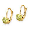 14k 5mm Heart Peridot Leverback Earrings