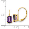 14k 7x5mm Emerald Cut Amethyst Leverback Earrings