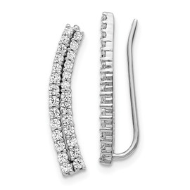 14k White Gold Diamond Ear Climber Earrings