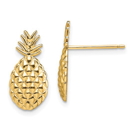 14K Textured Pineapple Post Earrings