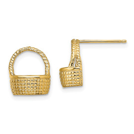 14K Basket Flat Back Post Earrings