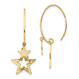 14K Diamond-Cut Star Dangle Earrings