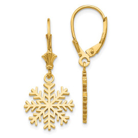 14K Snowflake Leverback Earrings