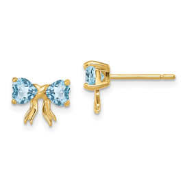 14k Gold Polished Light Swiss Blue Topaz Bow Post Earrings
