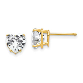 14k 7mm Heart Cubic Zirconia Earrings