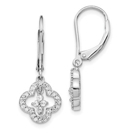 14k White Gold Diamond Leverback Earrings