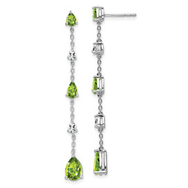 14k White Gold Peridot and White Topaz Dangle Earrings