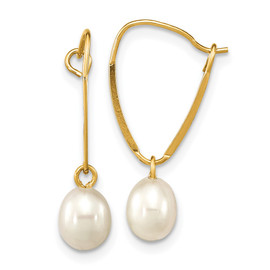 14k Madi K 6-7mm Rice White FWC Pearl Dangle Earrings