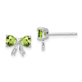 14k White Gold Polished Peridot Bow Post Earrings