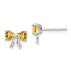 14k White Gold Polished Citrine Bow Post Earrings