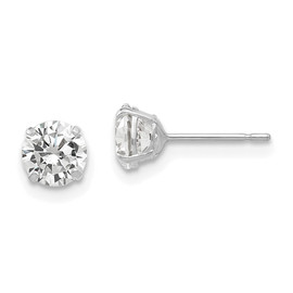 14k White Gold 5mm Round CZ Post Earrings