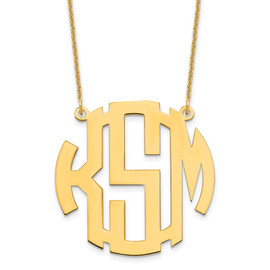 10KY Medium Block Letter Circle Monogram Necklace