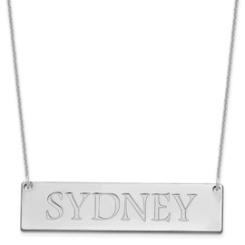 10K White Gold Large Polished Name Bar Necklace