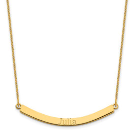 10K Recessed Letter Curved Bar Necklace