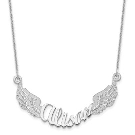 10K White Gold Personalized Angel Wings Necklace