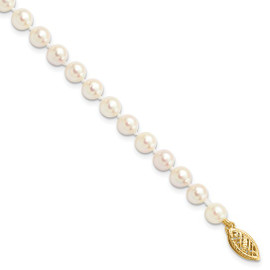 14k 5-6mm Round White Saltwater Akoya Cultured Pearl Necklace
