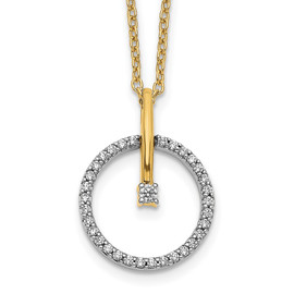 14k Two-tone Diamond Circle 18 inch Necklace