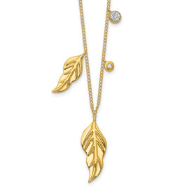 14k Diamond and Feathers 18 inch Necklace