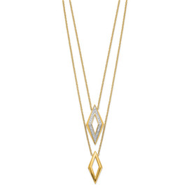 14k Polished Fancy Double Strand Diamond 16in Necklace